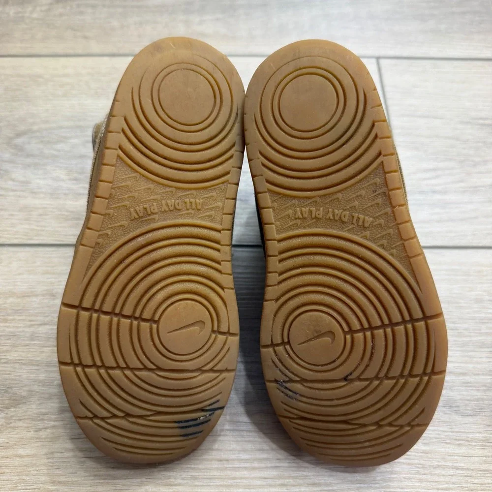Nike Court Borough Mid 2 Wheat Gum Kids Sneakers CD7783-701 Size 13C